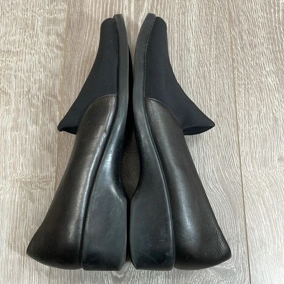 Aerosoles Black Leather Wedge Heel Slip On Loafers 8.5M - Picture 10 of 16